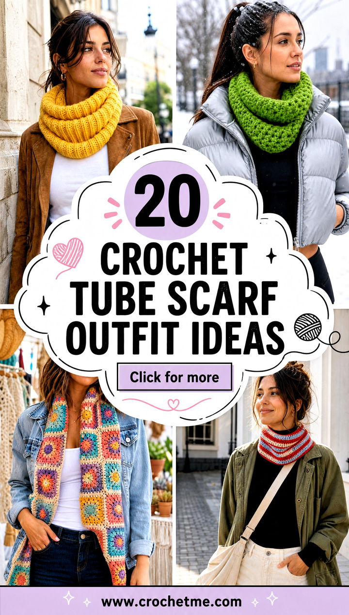 20 Crochet Tube Scarf outfit ideas - 20 Crochet Tube Scarf outfit ideas