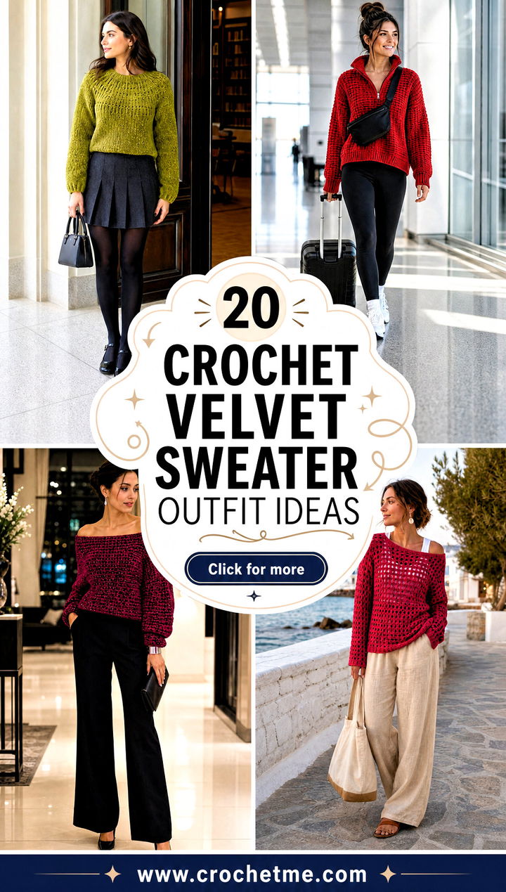 20 Crochet Velvet Sweater outfit ideas - 20 Crochet Velvet Sweater outfit ideas