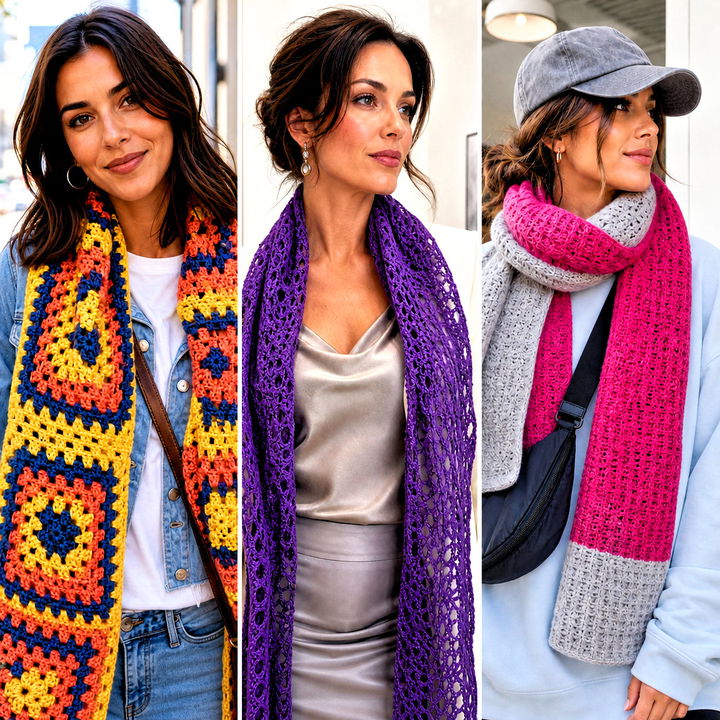 20 Crochet Wide Scarf Outfit Ideas for Chic Layered Style