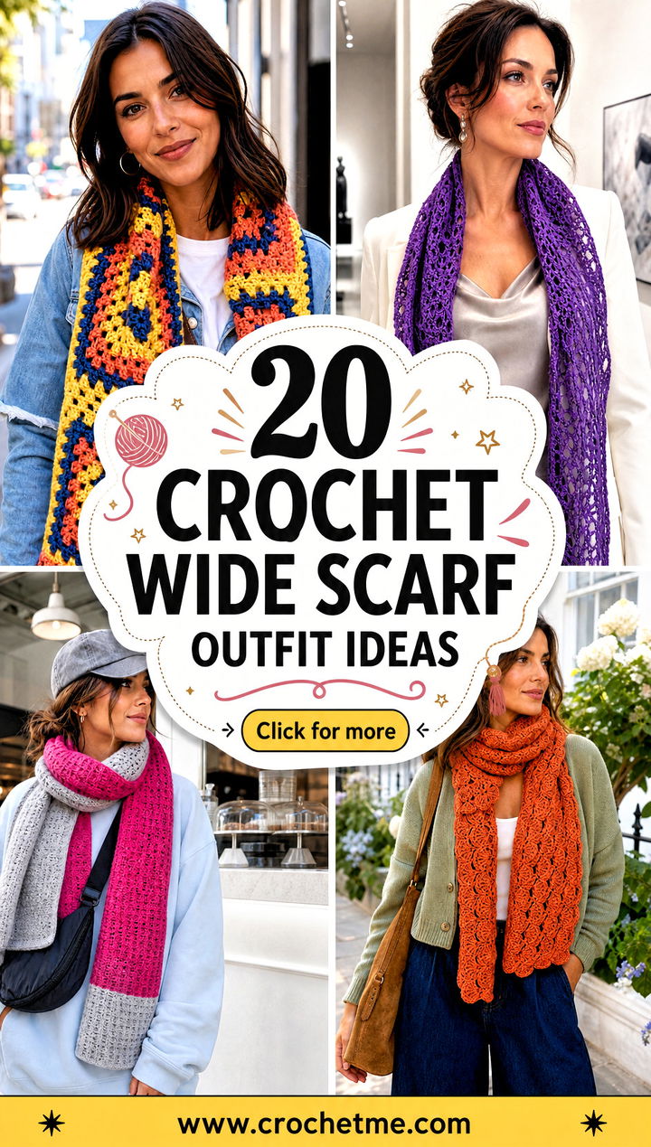 20 Crochet Wide Scarf outfit ideas - 20 Crochet Wide Scarf outfit ideas