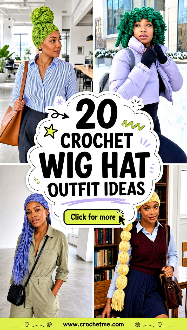 20 Crochet Wig Hat outfit ideas - 20 Crochet Wig Hat outfit ideas