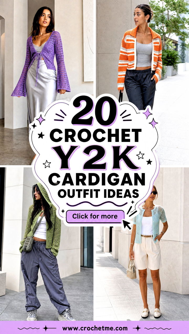 20 Crochet Y2K Cardigan outfit ideas - 20 Crochet Y2K Cardigan outfit ideas