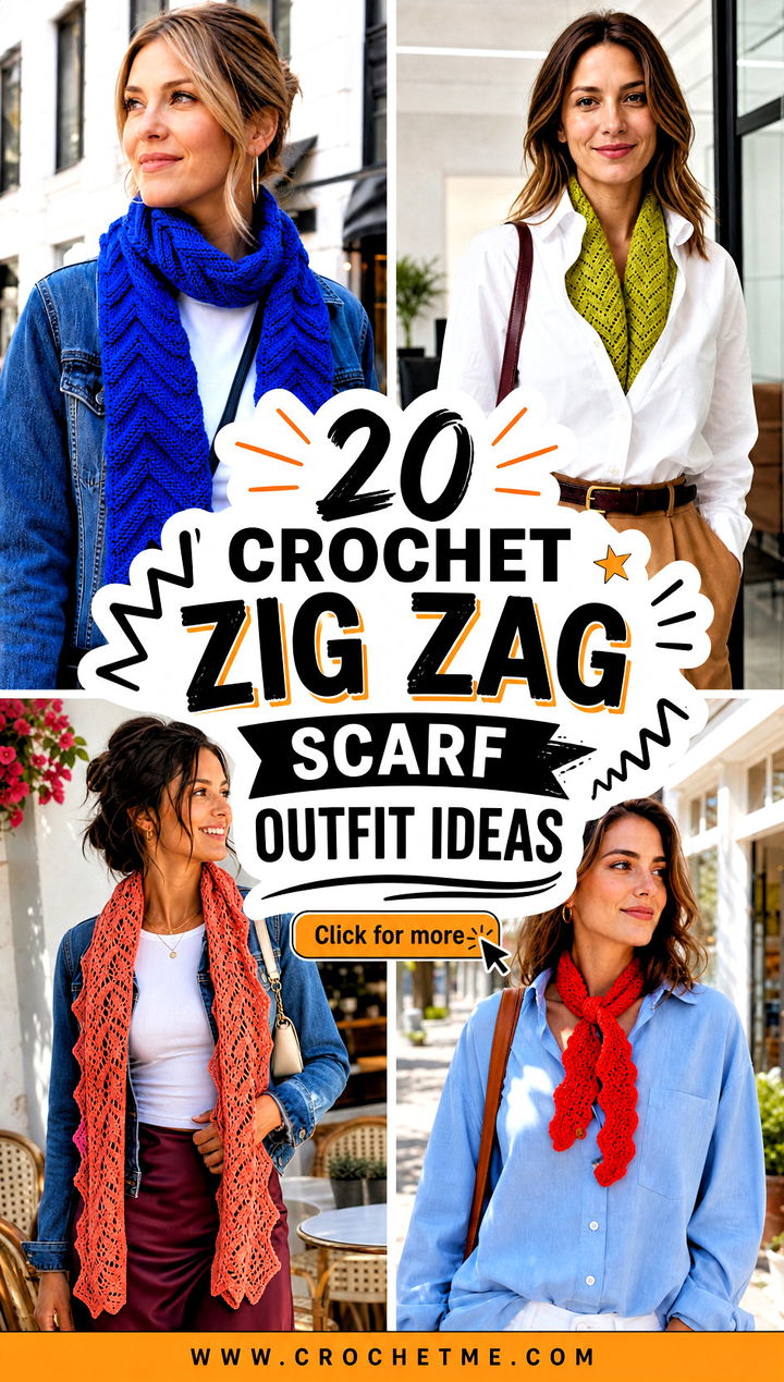 20 Crochet Zig Zag Scarf outfit ideas - 20 Crochet Zig Zag Scarf outfit ideas