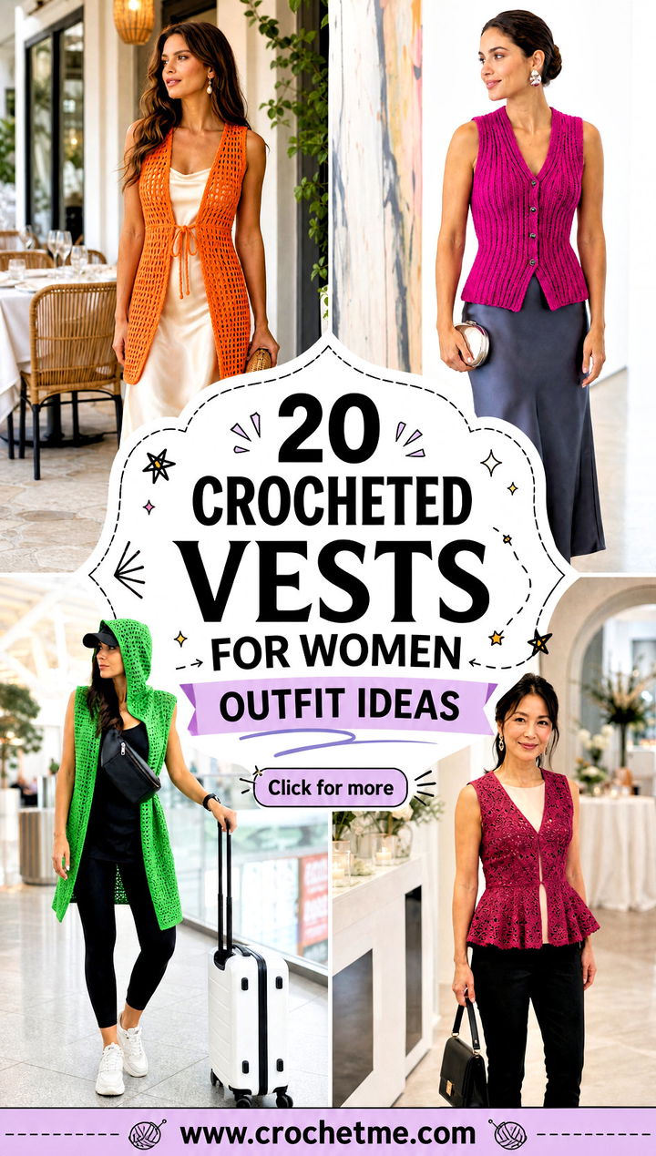 20 Crocheted Vests For Women outfit ideas - 20 Crocheted Vests For Women outfit ideas