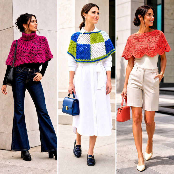 20 Cropped Crochet Poncho Outfit Ideas for Breezy Summer Style