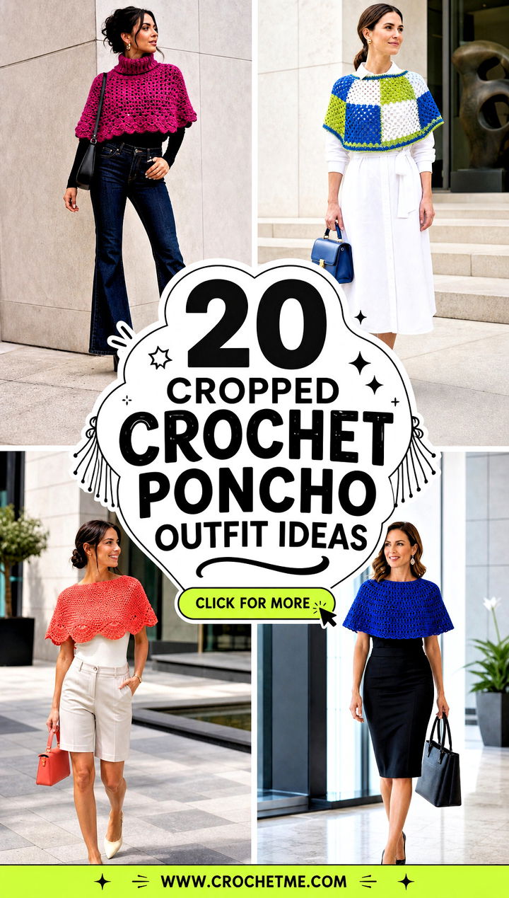 20 Cropped Crochet Poncho outfit ideas - 20 Cropped Crochet Poncho outfit ideas