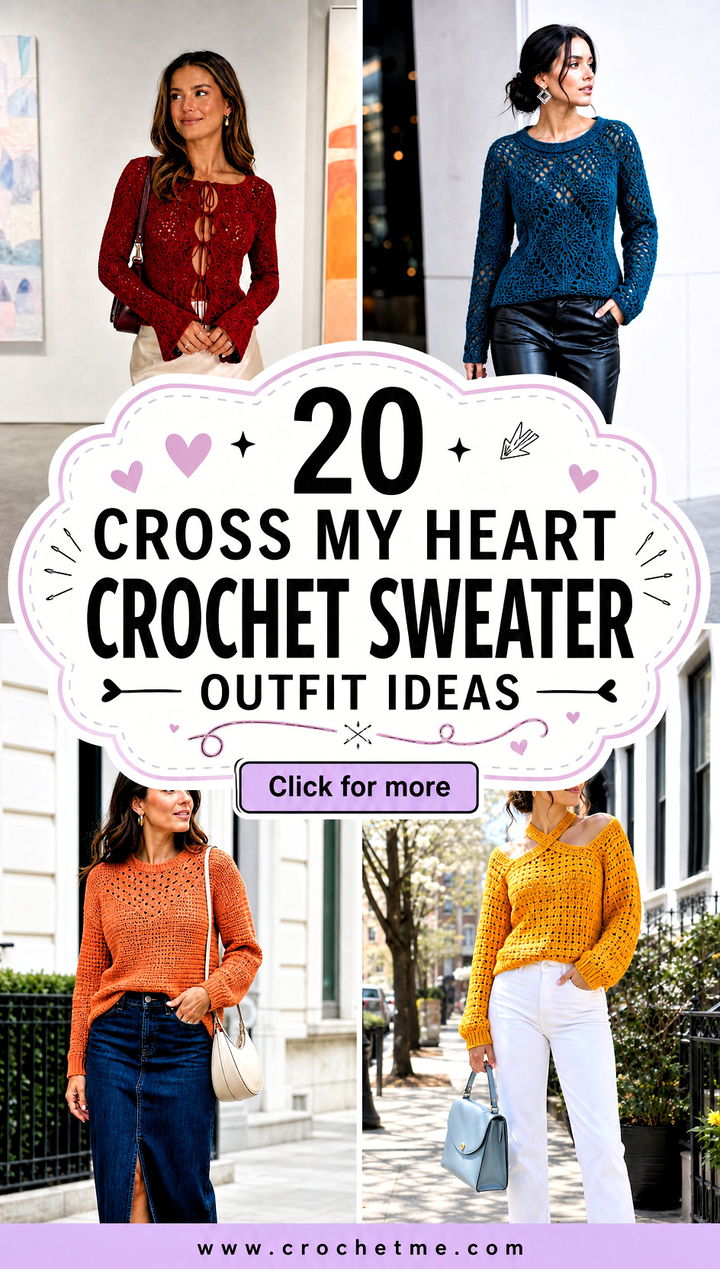 20 Cross My Heart Crochet Sweater outfit ideas - 20 Cross My Heart Crochet Sweater outfit ideas