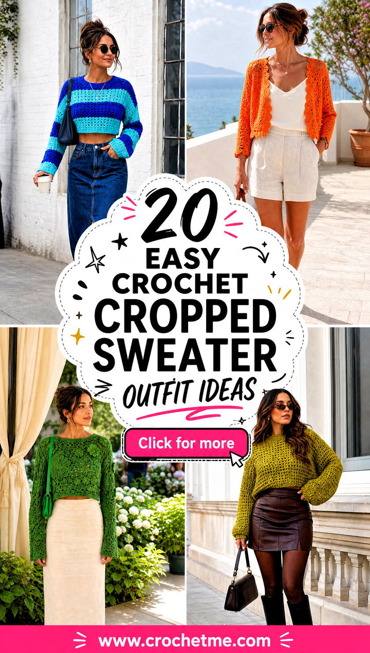 20 Easy Crochet Cropped Sweater outfit ideas - 20 Easy Crochet Cropped Sweater outfit ideas
