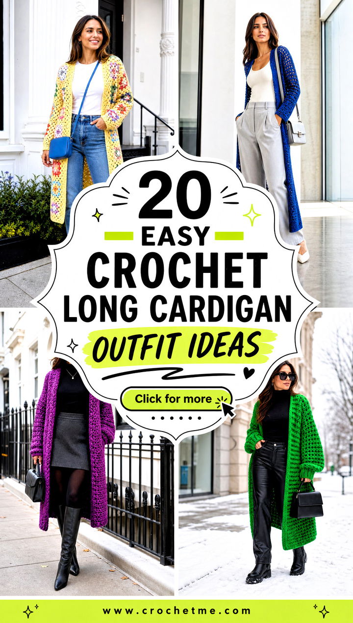 20 Easy Crochet Long Cardigan outfit ideas - 20 Easy Crochet Long Cardigan outfit ideas