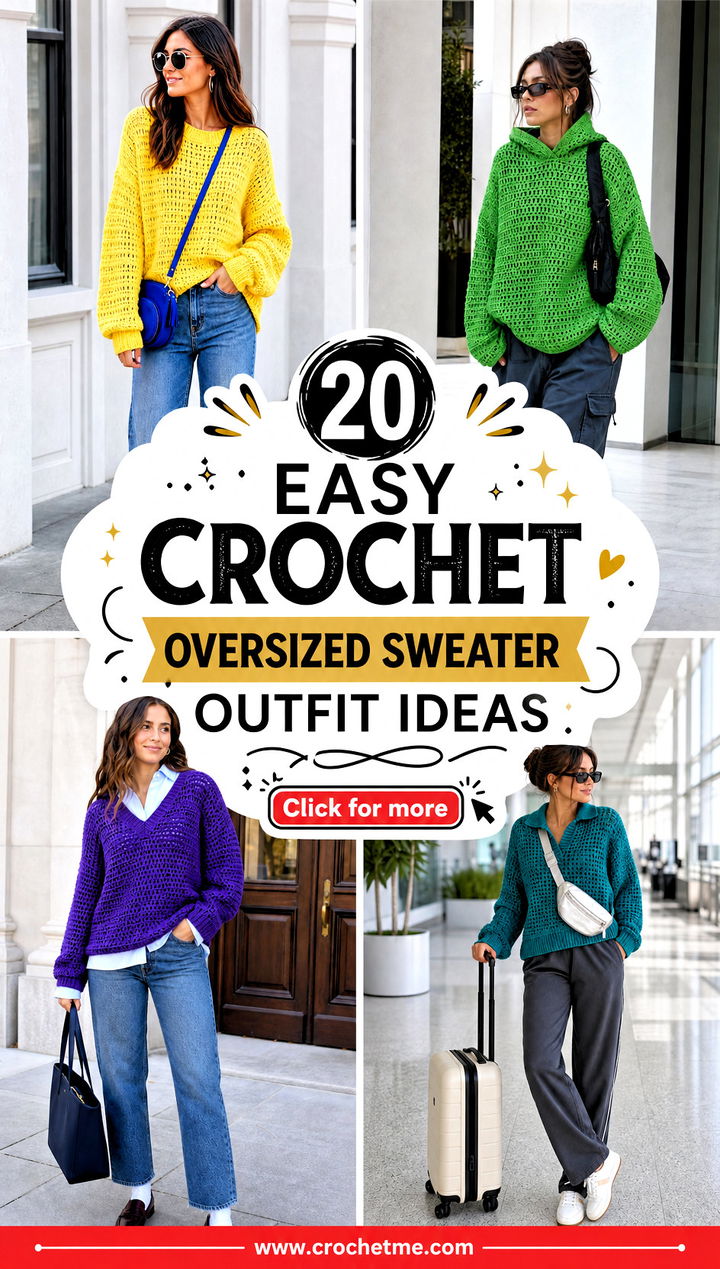 20 Easy Crochet Oversized Sweater outfit ideas - 20 Easy Crochet Oversized Sweater outfit ideas