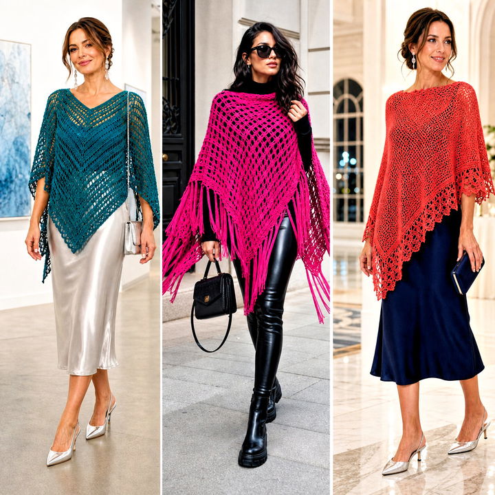 20 Easy Crochet Poncho For Beginners outfit ideas