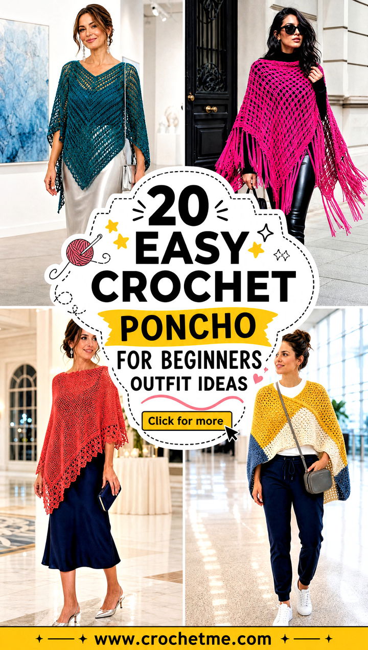 20 Easy Crochet Poncho For Beginners outfit ideas - 20 Easy Crochet Poncho For Beginners outfit ideas