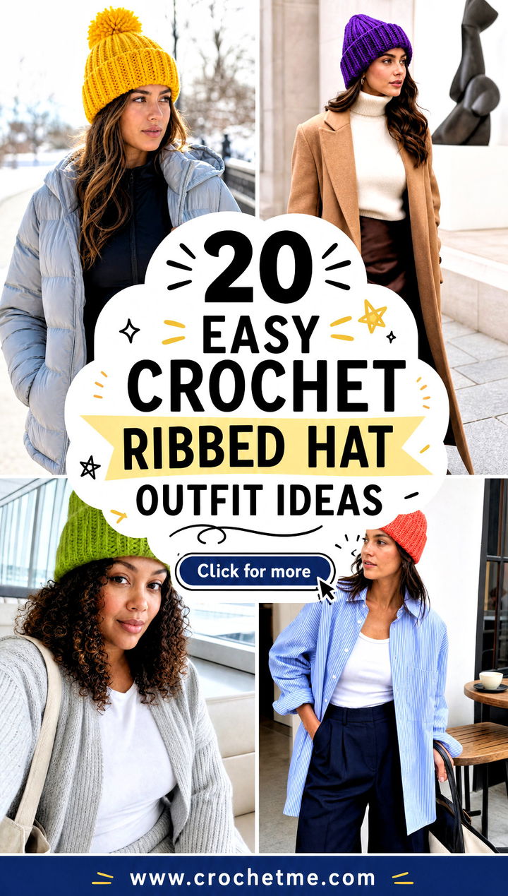 20 Easy Crochet Ribbed Hat outfit ideas - 20 Easy Crochet Ribbed Hat outfit ideas