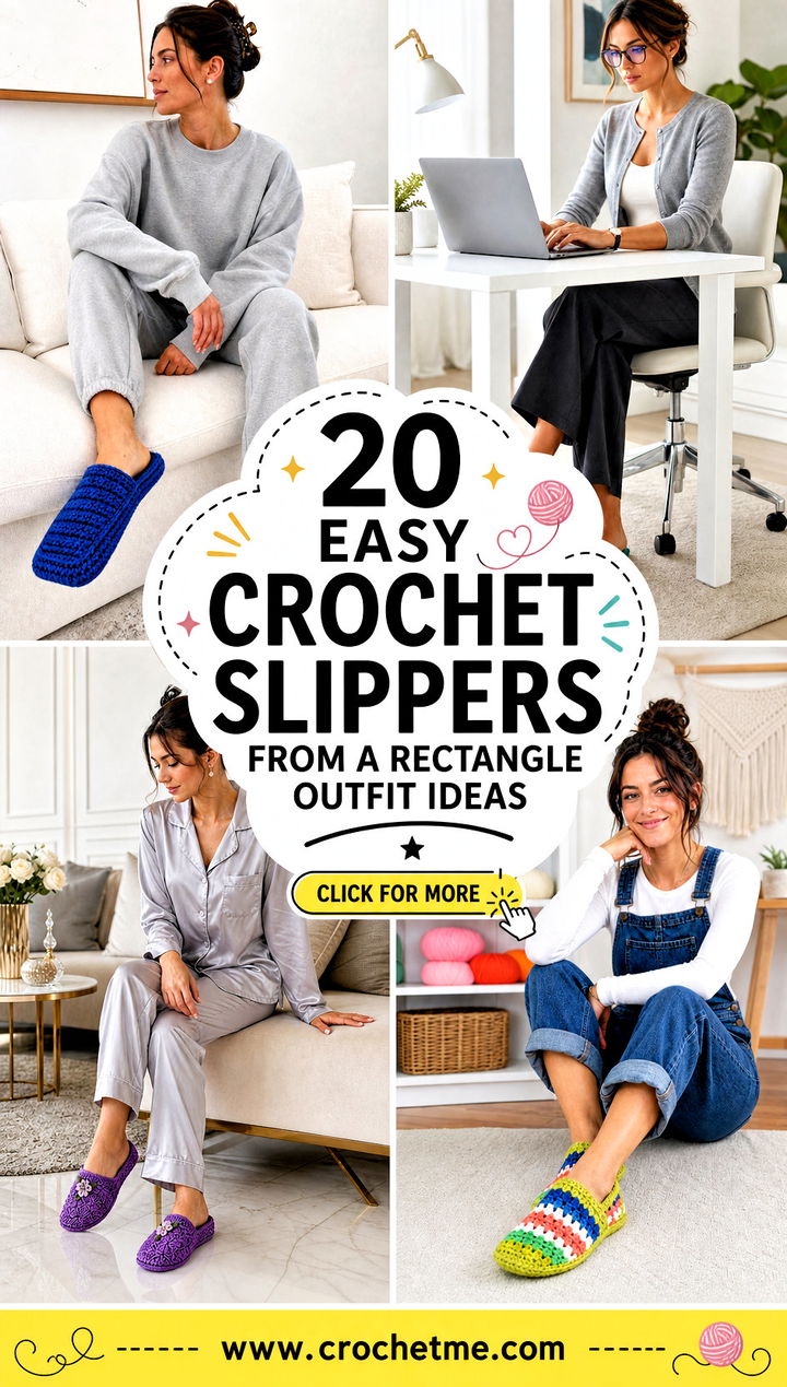 20 Easy Crochet Slippers From A Rectangle outfit ideas - 20 Easy Crochet Slippers From A Rectangle outfit ideas