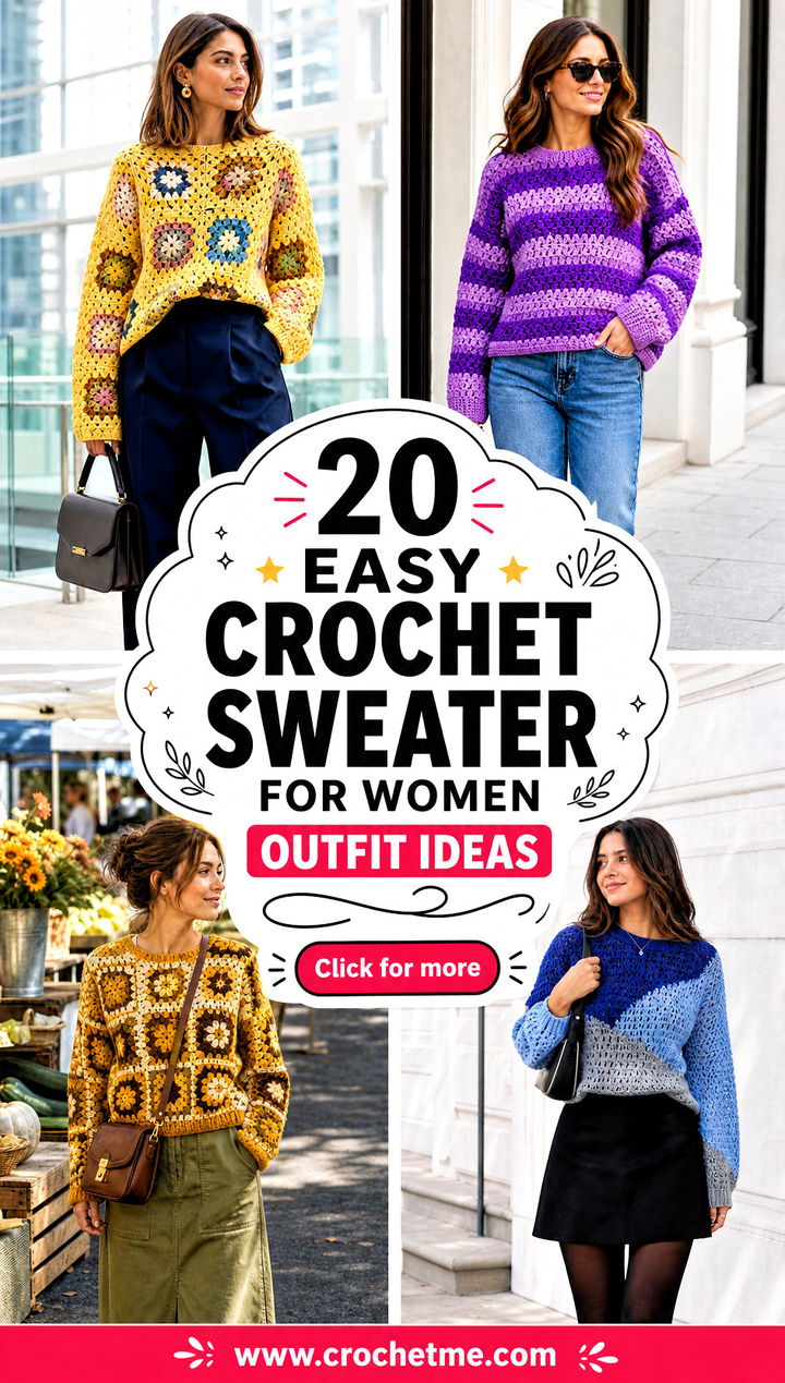 20 Easy Crochet Sweater For Women outfit ideas - 20 Easy Crochet Sweater For Women outfit ideas