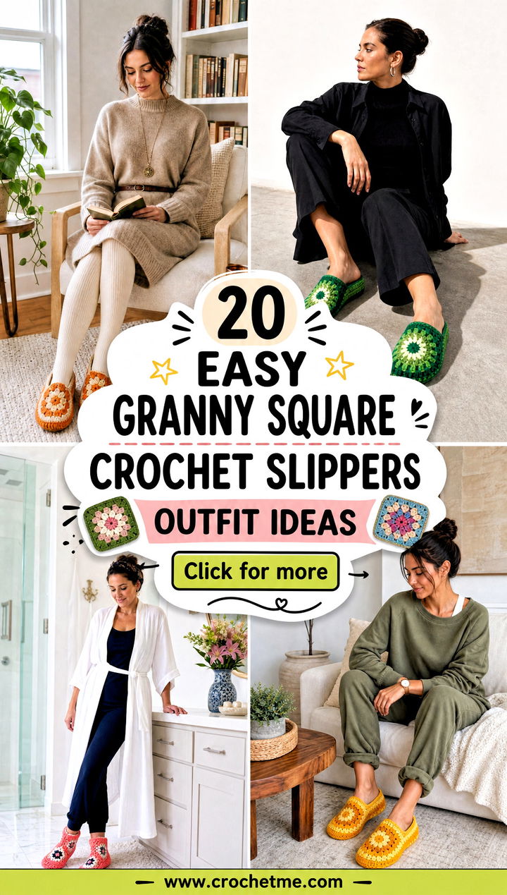 20 Easy Granny Square Crochet Slippers outfit ideas - 20 Easy Granny Square Crochet Slippers outfit ideas
