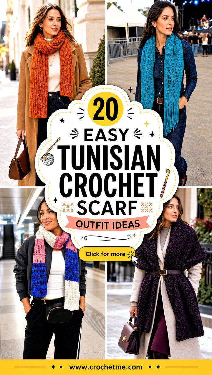 20 Easy Tunisian Crochet Scarf outfit ideas - 20 Easy Tunisian Crochet Scarf outfit ideas