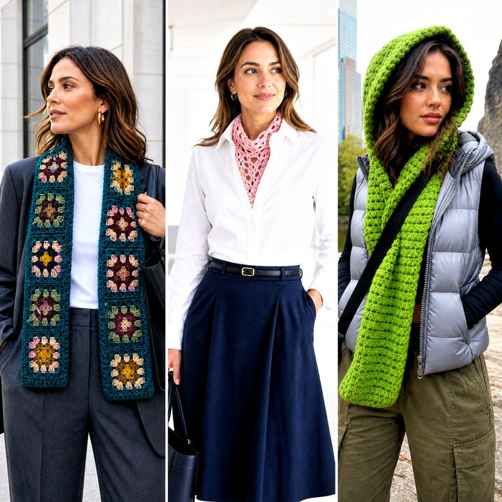20 Elegant Crochet Scarf Outfit Ideas for Polished Layers