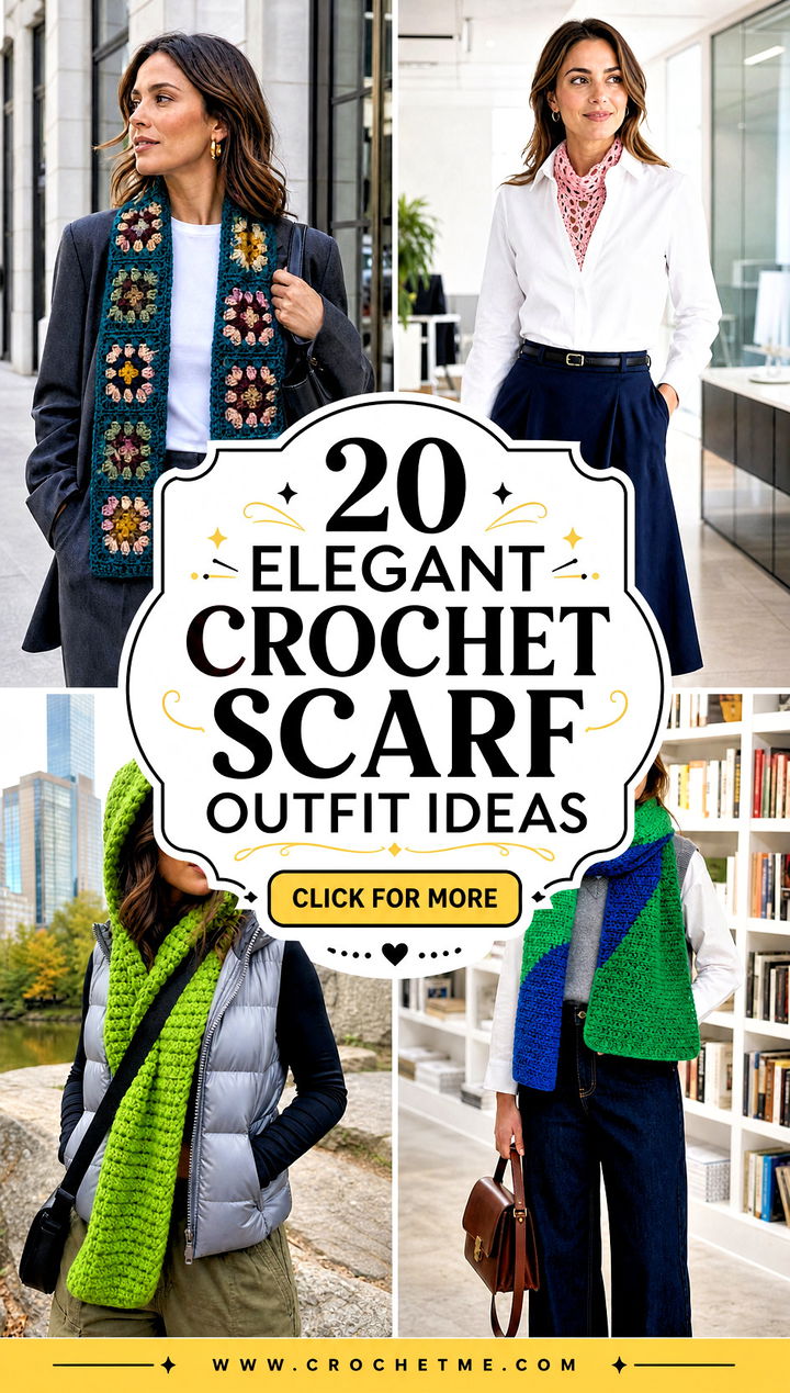 20 Elegant Crochet Scarf outfit ideas - 20 Elegant Crochet Scarf outfit ideas