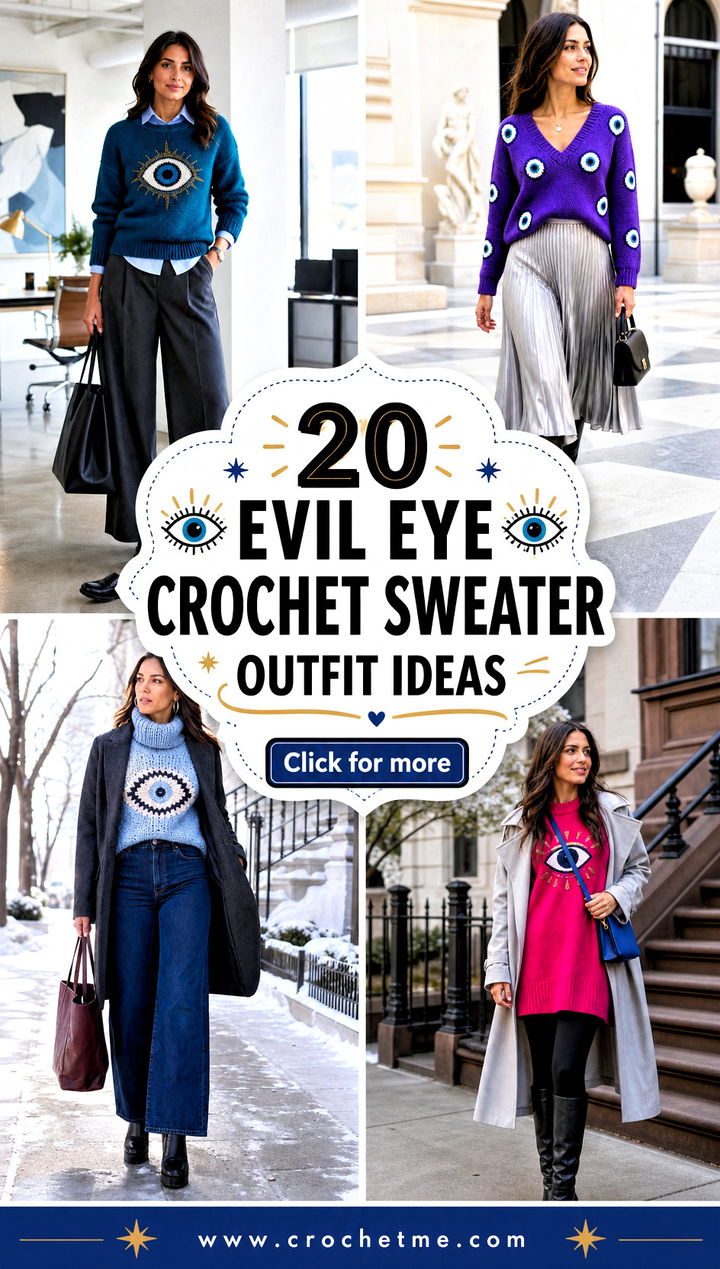 20 Evil Eye Crochet Sweater outfit ideas - 20 Evil Eye Crochet Sweater outfit ideas