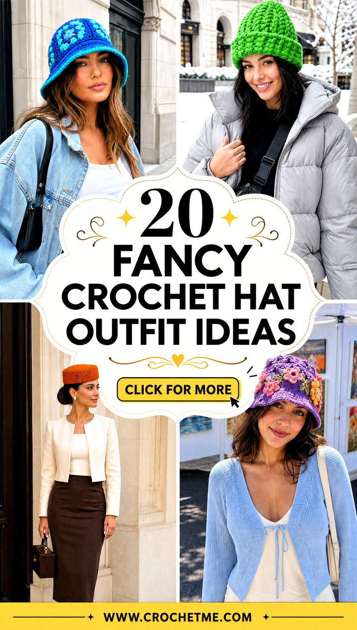 20 Fancy Crochet Hat outfit ideas - 20 Fancy Crochet Hat outfit ideas