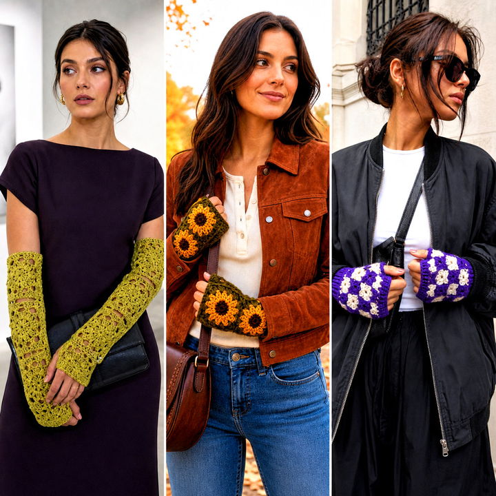 20 Fingerless Granny Square Gloves Outfit Ideas for Winter