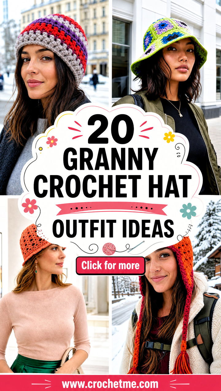 20 Granny Crochet Hat outfit ideas - 20 Granny Crochet Hat outfit ideas