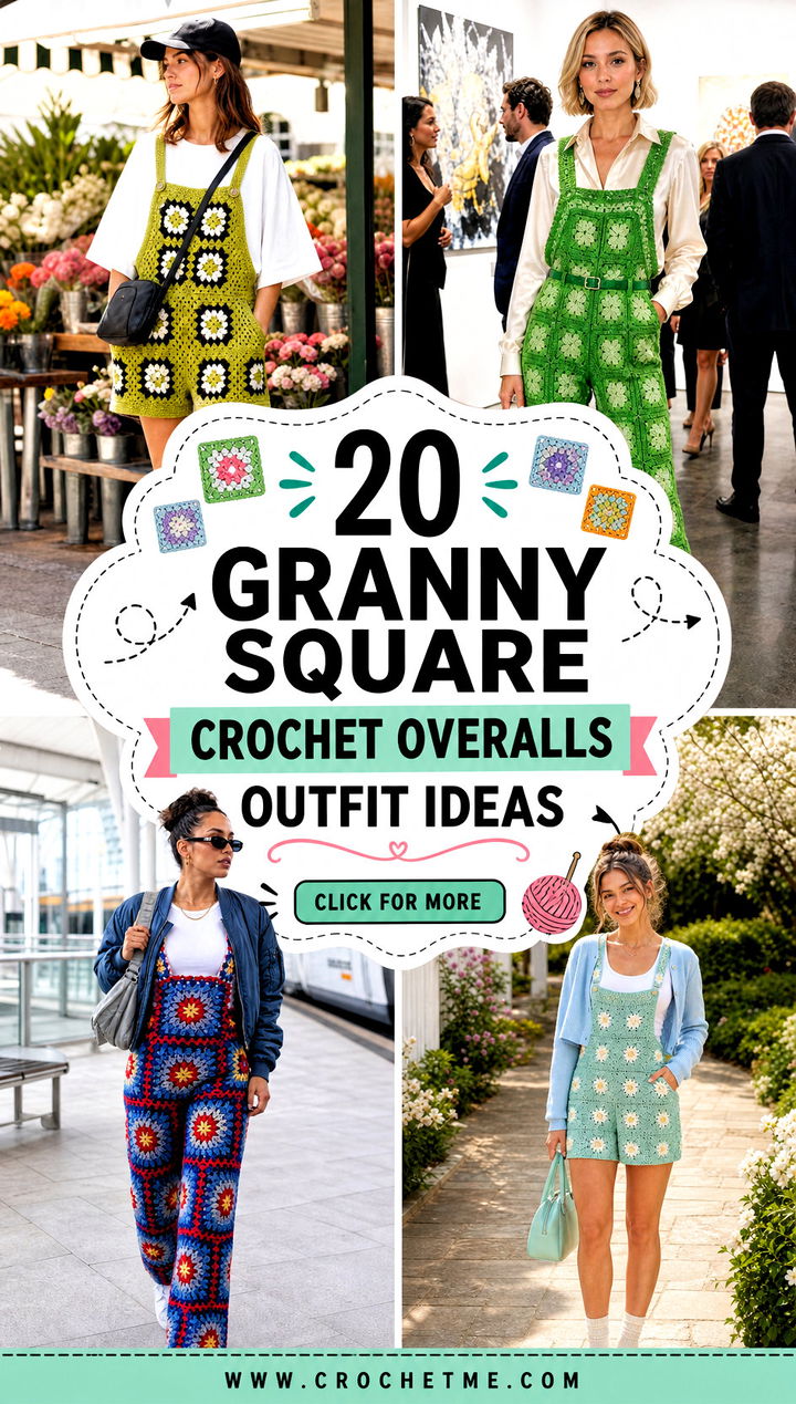 20 Granny Square Crochet Overalls outfit ideas - 20 Granny Square Crochet Overalls outfit ideas