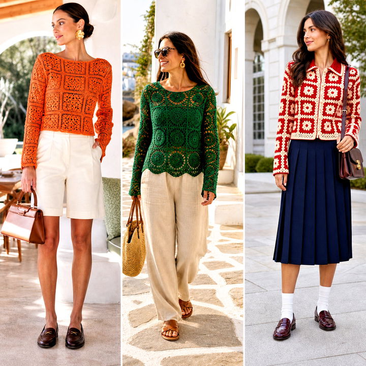 20 Granny Square Long Sleeve Top Outfit Ideas for Layering