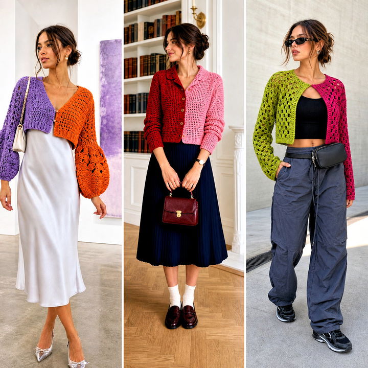 20 Half and Half Crochet Cardigan Outfit Ideas for Fall