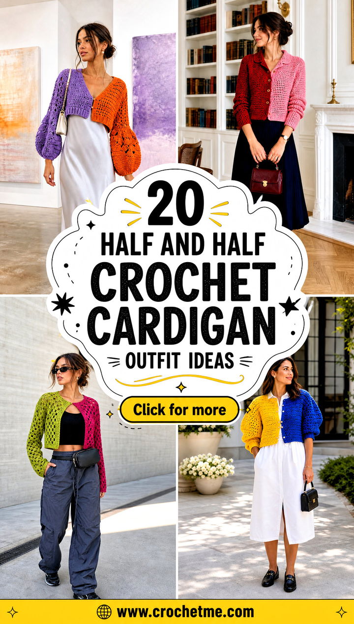 20 Half And Half Crochet Cardigan outfit ideas - 20 Half And Half Crochet Cardigan outfit ideas