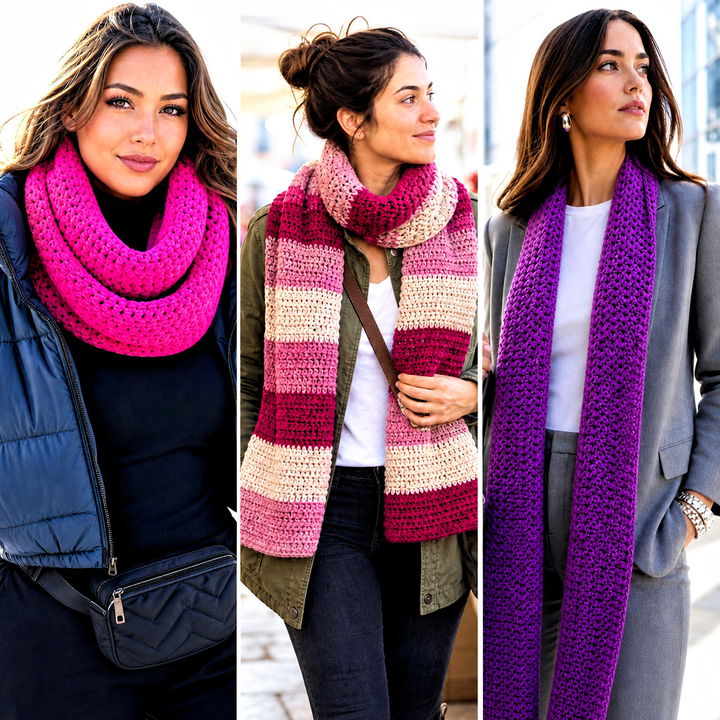 20 HDC Crochet Scarf Outfit Ideas for Chic Winter Layers