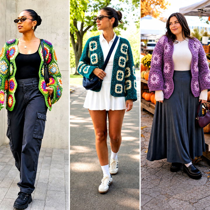 20 Hexagon Crochet Cardigan With Granny Squares Outfit Ideas Now
