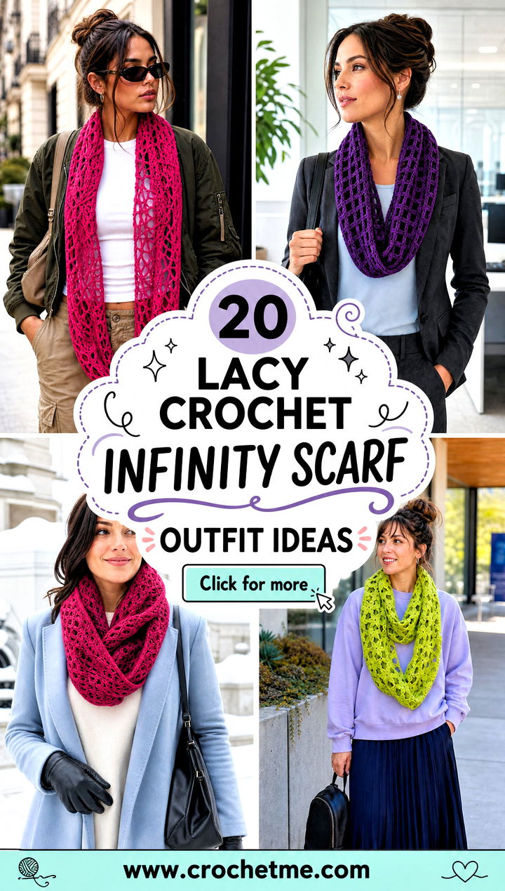 20 Lacy Crochet Infinity Scarf outfit ideas - 20 Lacy Crochet Infinity Scarf outfit ideas