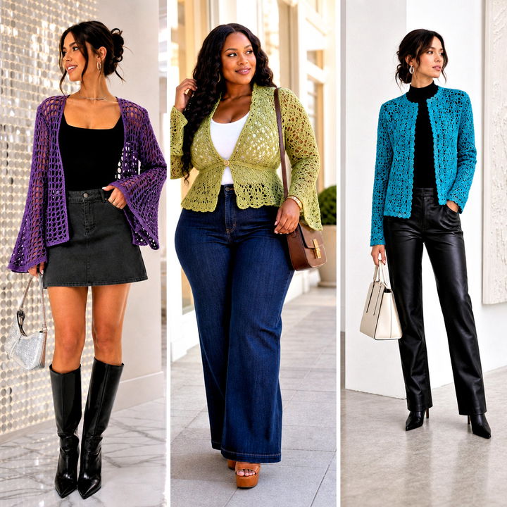 20 Lacy Crochet Jacket Outfit Ideas for Breezy Summer Style