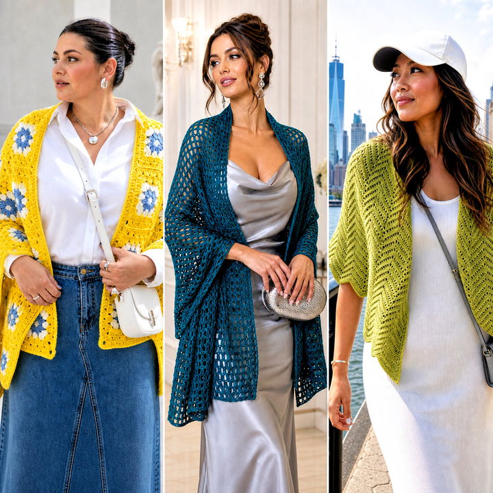 20 Light Weight Crochet Shawl Outfit Ideas for Breezy Days