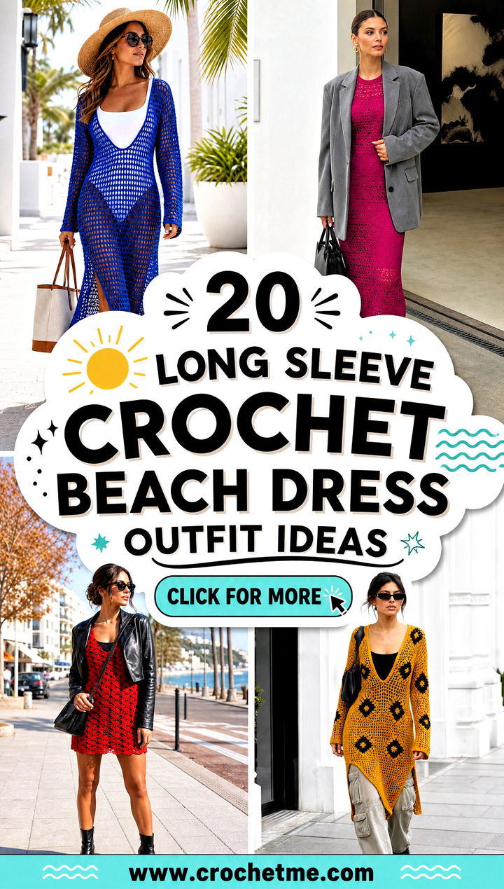 20 Long Sleeve Crochet Beach Dress outfit ideas - 20 Long Sleeve Crochet Beach Dress outfit ideas
