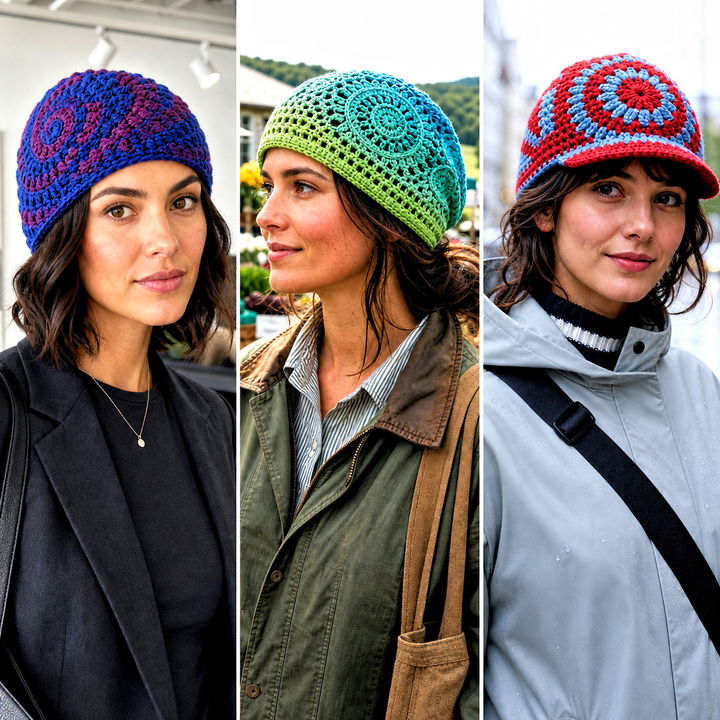 20 Mandala Crochet Beanie Outfit Ideas for Colorful Winter Looks