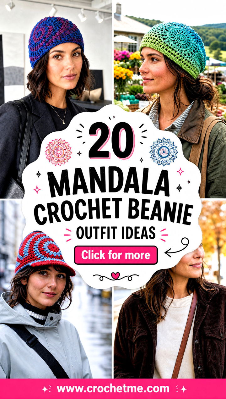 20 Mandala Crochet Beanie outfit ideas - 20 Mandala Crochet Beanie outfit ideas