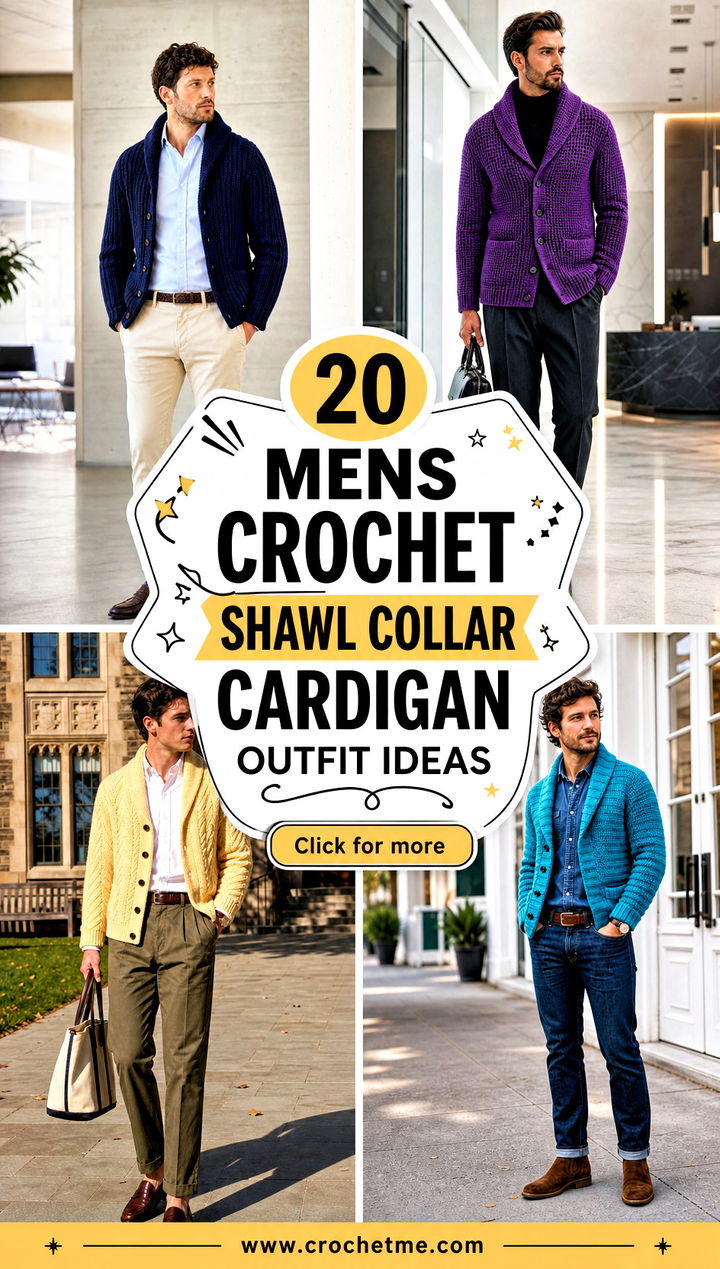 20 Mens Crochet Shawl Collar Cardigan outfit ideas - 20 Mens Crochet Shawl Collar Cardigan outfit ideas