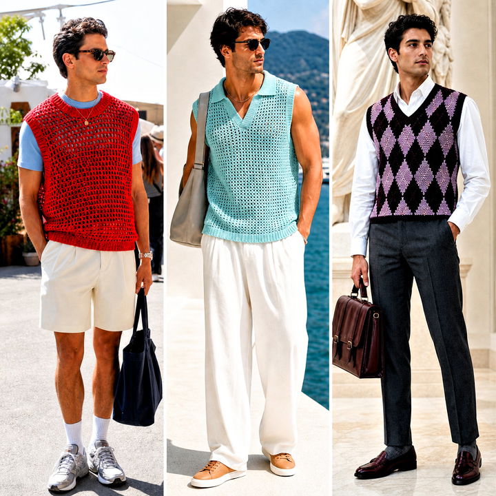 20 Mens Crochet Sweater Vest Outfit Ideas for Smart Layers