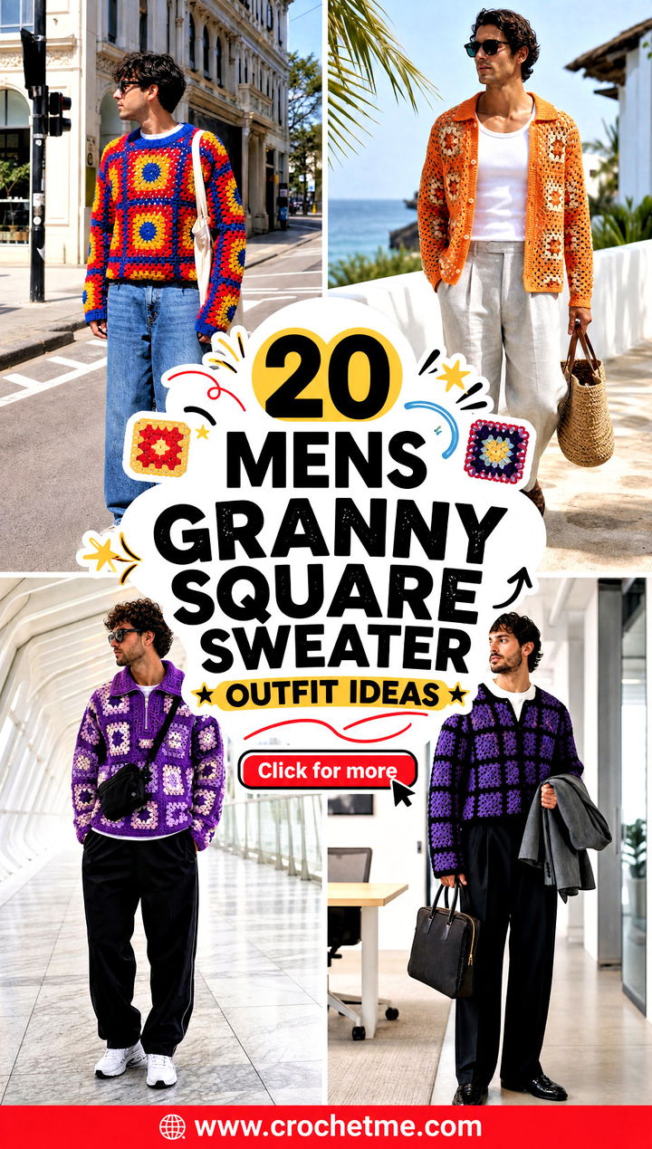 20 Mens Granny Square Sweater outfit ideas - 20 Mens Granny Square Sweater outfit ideas