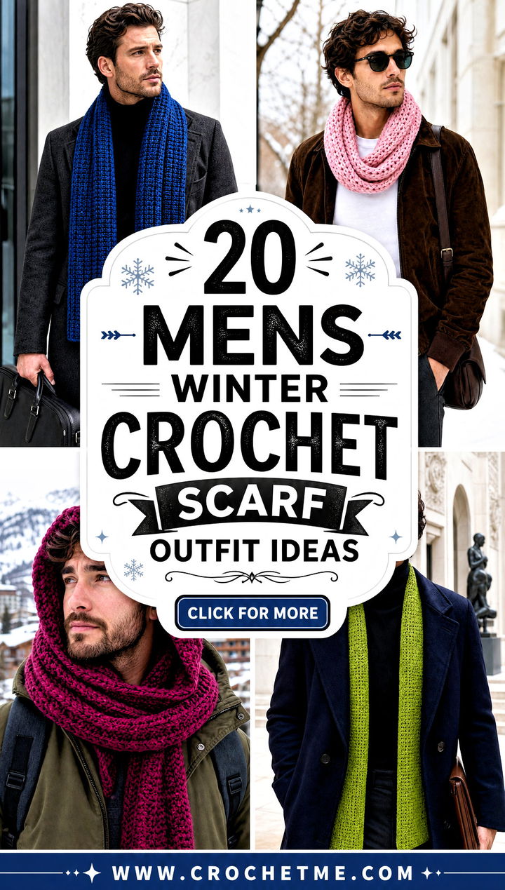 20 Mens Winter Crochet Scarf outfit ideas - 20 Mens Winter Crochet Scarf outfit ideas