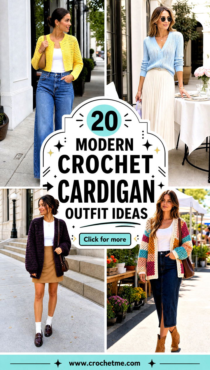20 Modern Crochet Cardigan outfit ideas - 20 Modern Crochet Cardigan outfit ideas