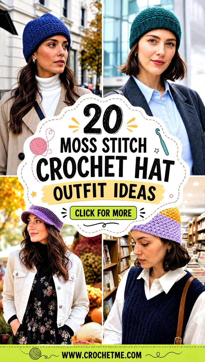 20 Moss Stitch Crochet Hat outfit ideas - 20 Moss Stitch Crochet Hat outfit ideas
