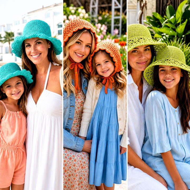 20 Mother Daughter Crochet Hats Outfit Ideas for Sweet Twinning