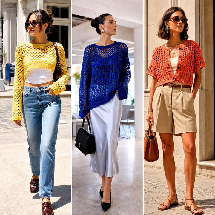 20 Open Weave Crochet Sweater Outfit Ideas for Breezy Style