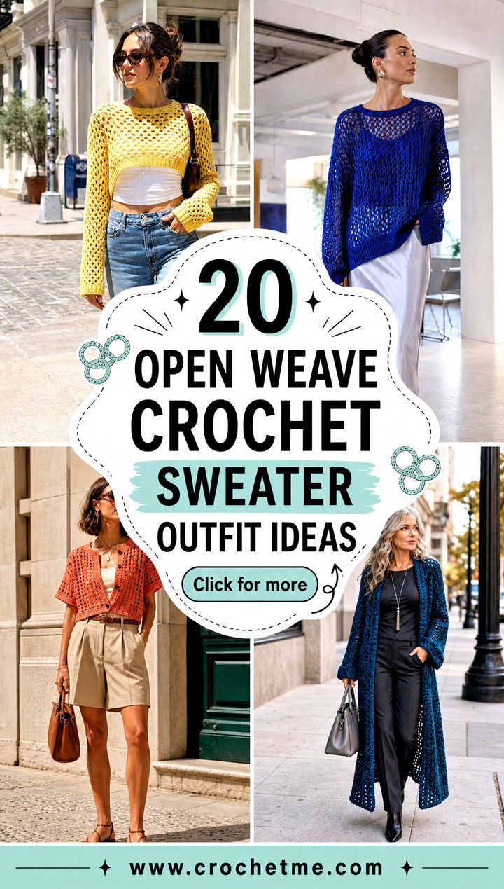 20 Open Weave Crochet Sweater outfit ideas - 20 Open Weave Crochet Sweater outfit ideas