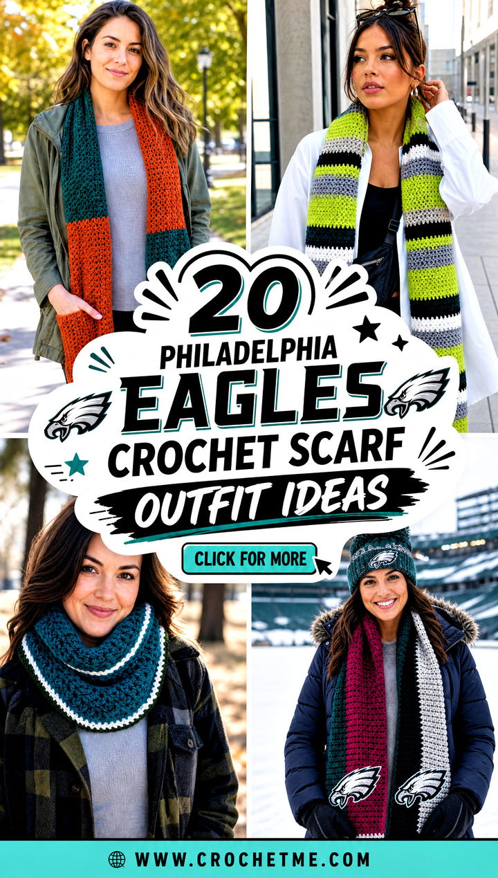 20 Philadelphia Eagles Crochet Scarf outfit ideas - 20 Philadelphia Eagles Crochet Scarf outfit ideas