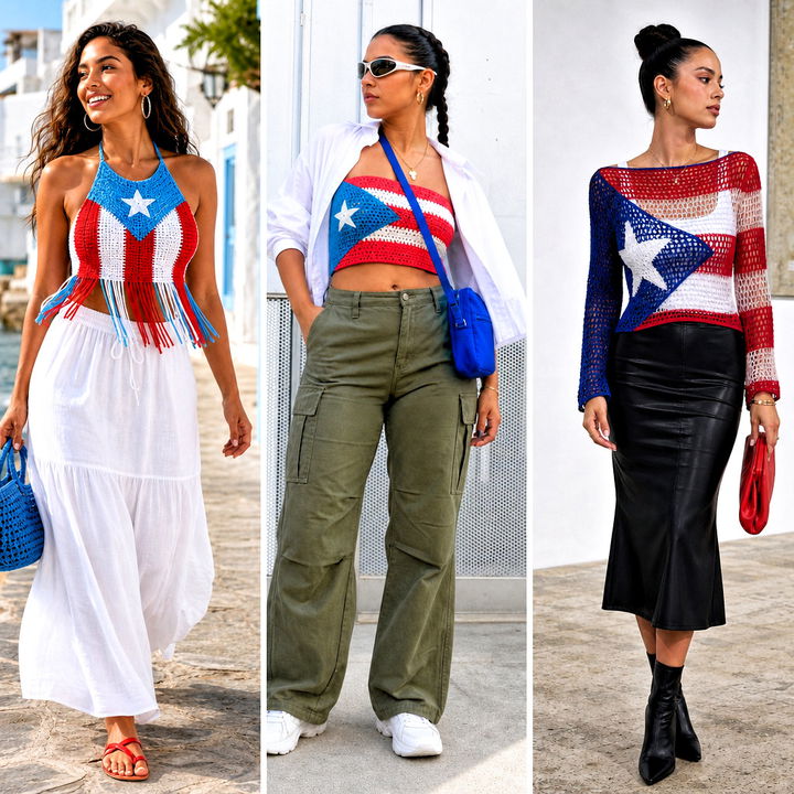 20 Puerto Rican Flag Crochet Top Outfit Ideas for Bold Style